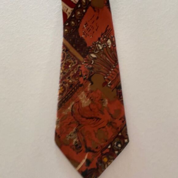FRANCO Giannini 100% silk 4” wide necktie rust brown Italy - Picture 9 of 10